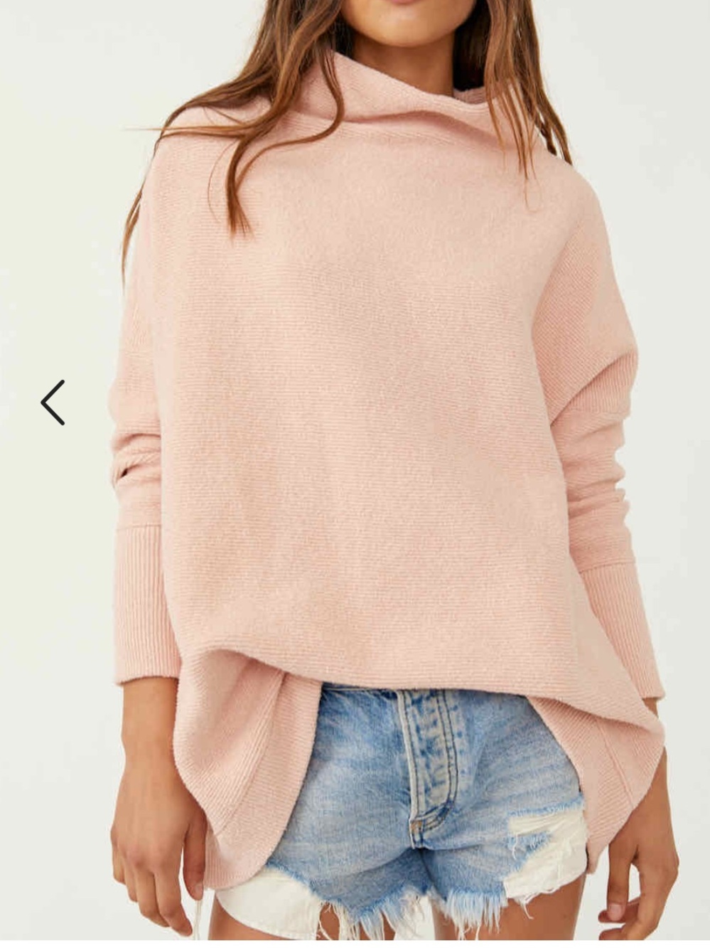 FREE PEOPLE Pale Pink Cowl-Neck Ottoman Slouchy Sweater
XS